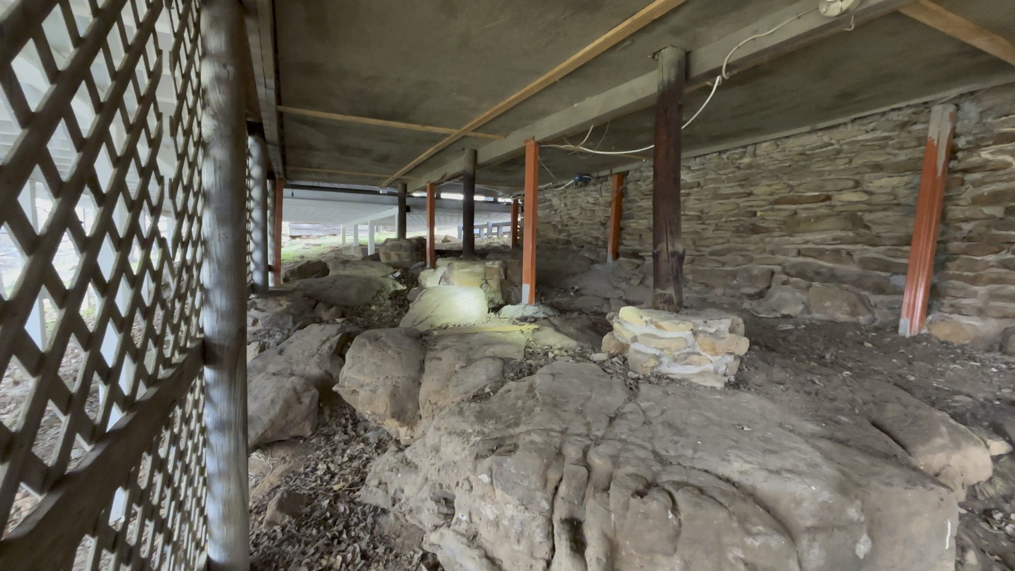 Crawlspace stone foundation supports, Imperial Foundation Repair job site in North Texas