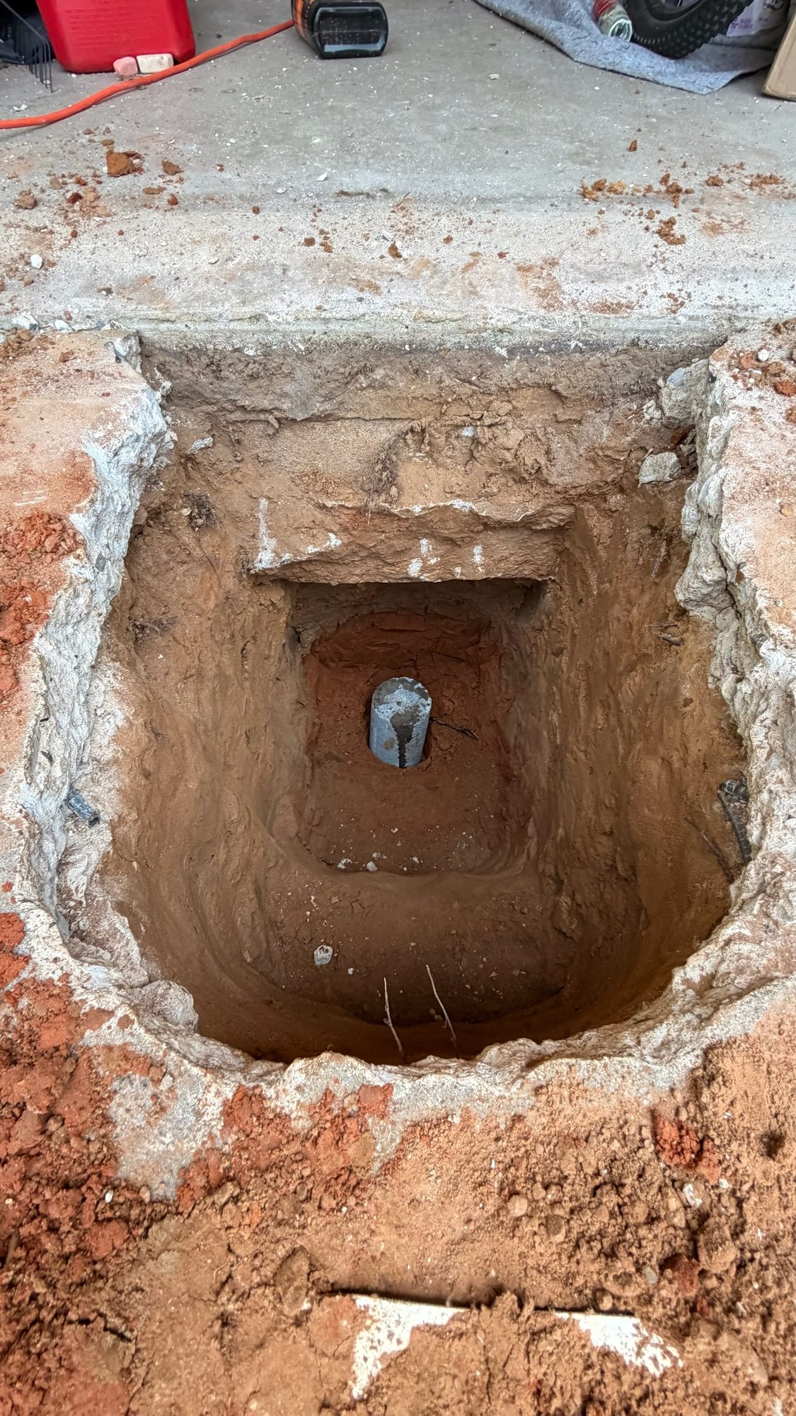 Pier deep hole, Imperial Foundation Repair job site in North Texas