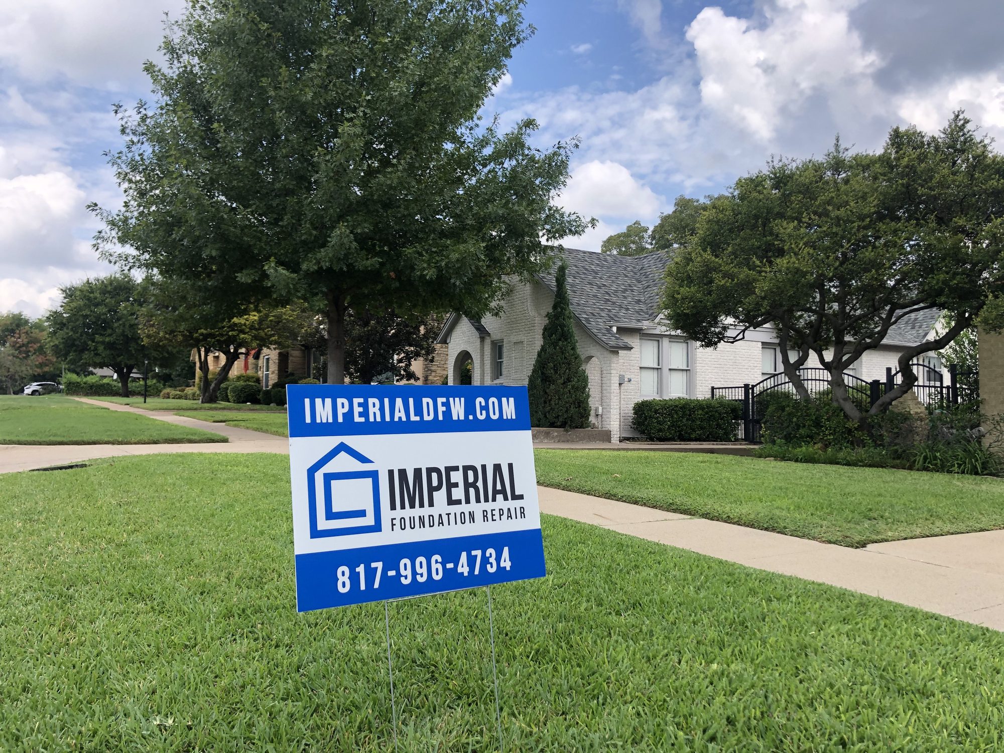 Yard sign Imperial DFW, Imperial Foundation Repair job site in North Texas