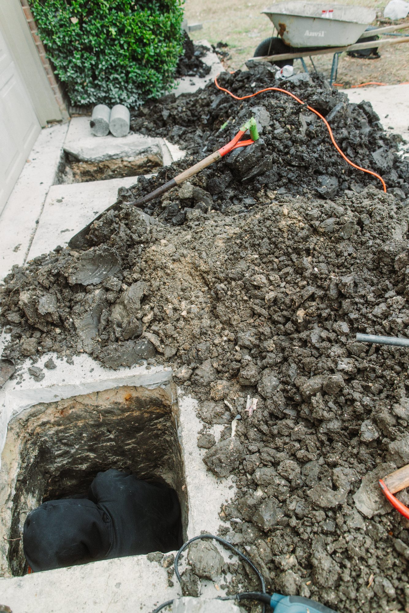 Pier hole driveway, Imperial Foundation Repair job site in North Texas